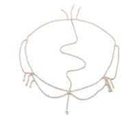Bridal Head Chain Bling Crystal Tassel Forehead Hair Jewelry Headband for Women Wedding Bride Headdress para la moda(Gold)