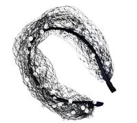Bridal Headband with Veil Retro Comfortable Mesh Pearls