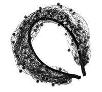 Bridal Headband with Veil Retro Comfortable Mesh Pearls