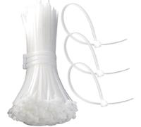 Bridas blancas 200 mm x 2,5 mm - 200 unidades resistentes a los rayos UV, 8,1 kg de resistencia a la tracción, autoblocantes para interiores y exteriores, ideal para gestión de cables, jardinería