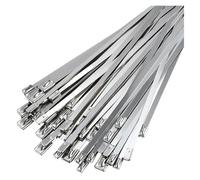Bridas De Acero Inoxidable 100 unids/lote ancho 7,9mm * 150/200/250/300/350/400/450/500/550/600/700MM 304 bridas for cables con cremallera de acero inoxidable envoltura corbata bloqueo(T7.9X200mm)