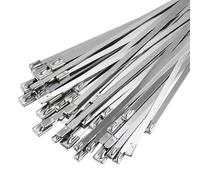 Bridas de acero inoxidable, 24 unidades, 10 x 700 mm, bridas de cable de acero, autoblocantes de calor, bridas de metal, bridas de acero inoxidable, para cables agrupados, vallas y transporte marítimo