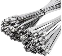 Bridas de acero inoxidable, Bridas for cables de acero inoxidable 304, 100 piezas, varios tamaños plateados(12mm,900mm(35.4inch))