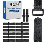 Bridas de Cinta de gancho y bucle con hebilla, 15 unidades, 20 cm de longitud, en negro, cable de nylon, hebilla Cinta, organizador de cables recerrable, bridas para cables Cierre