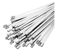 Bridas de metal, bridas de acero inoxidable, 100 bridas de metal de 7,9 mm de ancho, bridas de metal de acero inoxidable de 100 a 1000 mm, cables recubiertos de escape (7,9 x 1000 mm)
