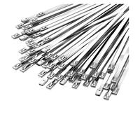 Bridas de Metal de acero inoxidable for cables, envoltura de escape recubierta, bloqueo de Metal con cremallera, brida de Cable de bloqueo multifuncional, 20/40/80/100 Uds.(4.6x150mm,80PCS)