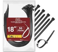 Bridas de Plástico Largas 450 mm Grandes y Fuertes 9 mm para Cables - Negras 45cm Resistentes UV - Abrazaderas para Manguera Exterior - 50 Piezas
