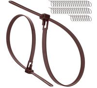 Bridas de plástico liberables, resistentes, grandes, reutilizables, paquete de 50 (7,6 x 370 mm, marrón)
