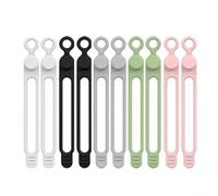 Bridas de silicona para gestión de cables con bordes lisos y grosor uniforme para un manejo seguro y reutilización a largo plazo (10)