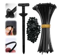 Bridas for cables autoblocantes universales de nailon: bridas con pasador y botón, sujetadores de remaches de plástico for reparación de automóviles, fijación rápida y orificios(100)