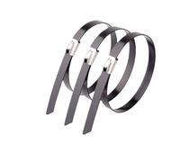 Bridas for cables cubiertas de plástico negro, Metal, acero inoxidable, cierre multifuncional escape con cremallera, brida for 8mm, 10-100 Uds(50pcs,8x550mm)