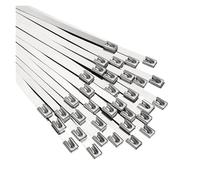 Bridas for cables de acero inoxidable 316, 100 Uds., 4,6mm, Cable autoblocante Metal, brida con cremallera, longitud 100-1000mm, sellado for envoltura escape(450mm (17.72inch))