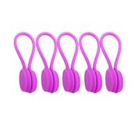 Bridas magnéticas reutilizables para cables, 5/10 unidades, de silicona, para auriculares, hogar, oficina, escuela, resistentes al polvo, color morado