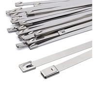 Bridas Metalicas 200 x 7.9 mm, MgcTolBox Bridas de Acero Inoxidable Abrazaderas Metálicas Para Tubos - Resistencia a La Tracción 120 Kg | 30 Piezas de Bridas Plateada