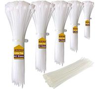 Bridas para cables blancas,300 mm x 3,6 mm, paquete de 100 bridas de nailon premium, envolturas de plástico multiusos, mecanismo de autobloqueo seguro, para el hogar, jardín, oficina y bricolaje