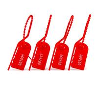 Bridas para cables, Bridas reutilizables con etiquetas de seguridad numeradas for extintor equipaje, multicolor, 210 mm largo, paquete 100/200/500(Red,500)