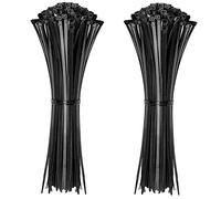 Bridas para cables negras,200 mm x 4,8 mm, paquete de 100 bridas de nailon premium, envolturas de plástico multiusos, mecanismo de autobloqueo seguro, para el hogar, jardín, oficina y bricolaje