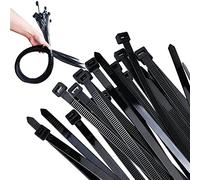 Bridas para cables negras,760 mm x 7,6 mm, paquete de 100 bridas de nailon premium, envolturas de plástico multiusos, mecanismo de autobloqueo seguro, para el hogar, jardín, oficina y bricolaje