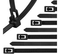 Bridas Reutilizables Negras 150mm x 4,8mm Bridas Plastico Pequeñas Cortas 15cm, 100 Piezas Abrazaderas Plástico Bridas Eléctricas para Cables Exteriores, Zip Ties