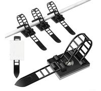 Bridas y clips ajustables reutilizables con fuerte adherencia de agarre para una organización segura de cables en la oficina y para el hogar, daños (CL-1 negro)