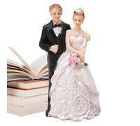 Bride and Groom Figurine - Resin Wedding Couple Sculpture, Stylish Home Ornament, Compact Desktop Decoration, Premium Quality Finish | Romantic Decor for Living Room Bedroom Office Display Use