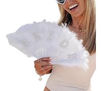 Bride Fan - White Handmade Lace Folding Accessory | Elegant Nuptial Handheld Photo Booth Prop | Vintage Embroidery Cooling Bellows for Engagement Costume Dancing Guests Bridesmaid Outfit and Favors