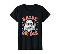 Bride Or Die Retro Halloween Despedida de Soltera a Juego Camiseta