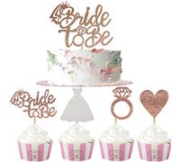 Bride To Be Adornos de Cupcakes,12 PCS Oro Rosa Topper Adornos para Cupcakes Glitter Cake Topper Cupcake Boda para Suministros de Despedida de Soltera Decoraciones para Despedidas Soltera