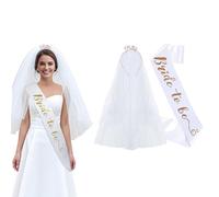 Bride to Be Faja y velo, velo de novia y mujer, accesorios de despedida de soltera, color blanco, velo de novia JGA rosa dorado diadema, accesorios para fotos de boda, accesorios (oro rosa)