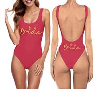 Bride To Be Squad Women One Piece Swimsuits Letter Print Ropa de Baño High Cut Monokini Bridesmaid Team Bathing Suits