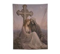 Bride with Muerte Tapiz de Pared, Ilustracion Fantasia, Grave Cross