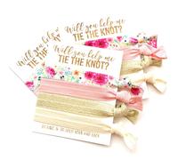 Bridesmaid Proposal Set | Will you help me Tie the Knot?| Hair Tie Favors | To have & to hold your hair back (5 White Card + Gold Ink)