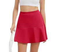 Bridesmay Falda Corta Plisada con Volantes - Tiro Alto y Cinturón - Estilo Skater Y2K - Incluye Short Interior Red XL