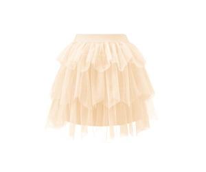 Bridesmay Falda de tul para mujeres adultas, cintura elástica, longitud hasta la rodilla, faldas tutú para niñas, disfraz de ballet de Halloween, tutú esponjoso, champán, L