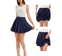 Bridesmay Faldas Cortas Fluidas Tipo Skater para Mujer, Falda Mini Casual de Tiro Alto, Faldas-Shorts Escolares Plisadas Básicas A-Line Navy