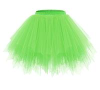 Bridesmay Mujeres Faldas Enaguas Cortas Tul Plisada Fiesta Tutu Ballet FluorescenceGreen L