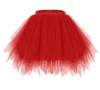 Bridesmay Mujeres Faldas Enaguas Cortas Tul Plisada Fiesta Tutu Ballet Red M