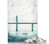 Bridge and Sailboat Puzzles Imposible,desafío for Adults Entretenimiento Creativo 1000 Piezas Obra De Arte De Juego De para Adultos Y Niños 1000pcs (40x28cm)