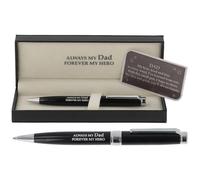 Bridgewater Pen Company Sentimental - Bolígrafo recargable de lujo, en caja con tarjeta de mensaje para familiares, mamá, abuela, hermana, amigos, papá y abuelo (Always My Dad Forever My Hero)