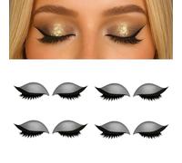 Bridle Bronze Eyelashes, 4/8 Pair Lazy Eye Shadow Eyelash Patch, 3-in-1 Reusable Eyeshadow with False Lashes Shadow & Eyeliner, Self-Adhesive Lazy Makeups Tool for All Eyeshapes(Silver*4)