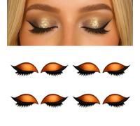 Bridle Bronze Eyelashes, 4/8 Pair Lazy Eye Shadow Eyelash Patch, 3-in-1 Reusable Eyeshadow with False Lashes Shadow & Eyeliner, Self-Adhesive Lazy Makeups Tool for All Eyeshapes(Orange*4)