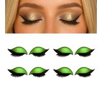 Bridle Bronze Eyelashes, 4/8 Pair Lazy Eye Shadow Eyelash Patch, 3-in-1 Reusable Eyeshadow with False Lashes Shadow & Eyeliner, Self-Adhesive Lazy Makeups Tool for All Eyeshapes(Green*4)