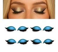 Bridle Bronze Eyelashes, 4/8 Pair Lazy Eye Shadow Eyelash Patch, 3-in-1 Reusable Eyeshadow with False Lashes Shadow & Eyeliner, Self-Adhesive Lazy Makeups Tool for All Eyeshapes(Blue*4)
