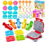 Bridokit Juego de Plastilina, 54 Piezas Moldes Plastilina, Accesorios Incluyen Hamburguesas, Dinosaurios Juguetes, Bolsa con Cordón, Herramientas Plastilina para Niños Regalo a Partir de 3 Años