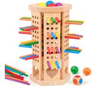 Bridokit Juego Montessori, Juegos de Mesa 3, 4, 5, 6 años, Juegos Educativos Matematicas con 42 Palitos de Colores y un Dado, Juguete Familiar para Viajar al Aire Libre con Niños