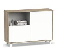 briebe Aparador Salón, Mueble Comedor Auxiliar, Buffet, 2 Puertas, 1 Estante 82,5x112x33 cm (Alto x Ancho x Profundo) Recibidor Estrecho, Diseño Moderno, Nova Blanco/Roble Cambrian