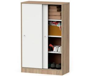 briebe Armario Dormitorio, Multiusos, Baño, Mueble Bajo Auxiliar Cocina, Zapatero, 2 Puertas Correderas 120x74x33 cm (Alto x Ancho x Profundo) Gran Capacidad, Nova (Roble Cambrian/Blanco)