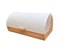 briebe Nordic Panera para Guardar Pan de Mesa Madera Bambú, Tapa Deslizante, Bread Box para Almacenamiento Pan y Bollería, Diseño Nórdico Moderno, Blanco