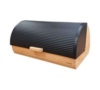 briebe Nordic Panera para Guardar Pan de Mesa Madera Bambú, Tapa Deslizante, Bread Box para Almacenamiento Pan y Bollería, Diseño Nórdico Moderno, Negro