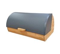 briebe Nordic Panera para Guardar Pan de Mesa Madera Bambú, Tapa Deslizante, Bread Box para Almacenamiento Pan y Bollería, Diseño Nórdico Moderno, Gris